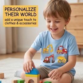 Toppe Termoadesive Bambini 16 Pezzi Patch per Veicoli da Cantiere Toppa Pantaloni Bambini, Toppa Adesiva per Tessuti per Giacca, Magliette
