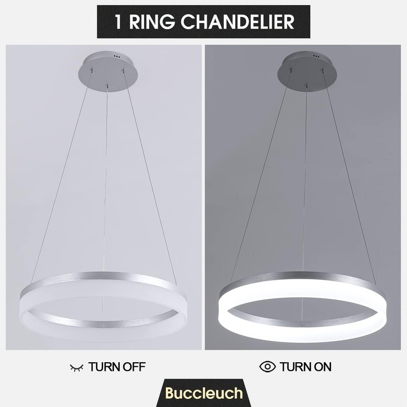 Buccleuch Modern LED Pendant Light, Dimmable Silver LED Chandelier for