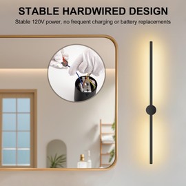 FRIDEKO HOME Black Wall Sconces Set of Two 4000K LED Wall Lights Fixtures,Hardwired Modern Living Room Lamp, 350° Rotatable Indoor Wall Scone Decor for Bedroom TV Hallway, 28.74 Inch