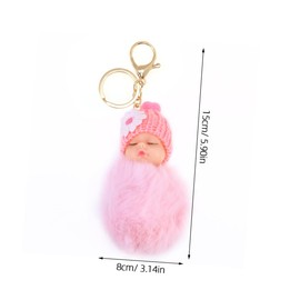 WRITWAA Key Ring Plush Couple Keychain Bag Pendant Plush Doll Keychain Easter Basket Stuffers Baby Doll para Mujer Wallet Key Holder Fluffy Ball Keychain Keyring Car Lovers Pink Key Chain