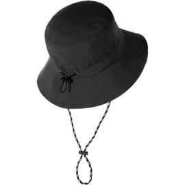 Waterproof Bucket Sun Hat for Men Women Summer Packable Outdoor Fishing Hiking Hunting Beach Cap with UPF 50+ UV Protection (AU, Alpha, One Size, Black)