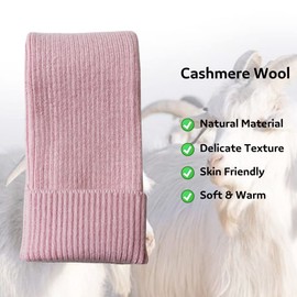 Share Maison Fingerless Arm Warmers for Women Winter Stretchy Gloves Cashmere Wool Gloves 50cm Extra Long Gloves (25-pink)