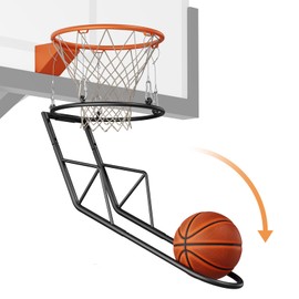 Basketball Return Attachment, Sturdy Metal Basketball Hoop Rebounder Attachment for Outdoor and Indoor Use, Basketball Hoop Accessories Ball Return, Great for Solo Play and Practice(BA01)