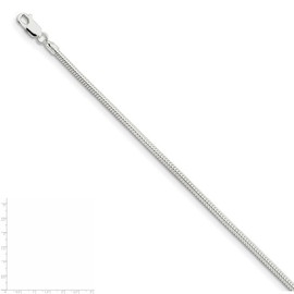 JewelryWeb 925 Sterling Silver Polished 2.5mm Round Snake Chain Necklace 18 Inch Lobster Claw Chain Necklace for Women and Men