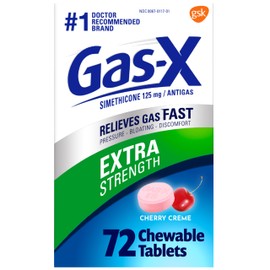 Gas-X Extra Strength Chewable Gas Relief Tablets with Simethicone 125 mg for Bloating Relief, Cherry - 72 Count