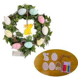 ZINHEM Corona de Pascua para Puerta, Coronas de Pascua con Huevos Led, Adornos de Pascua Decoracion con DIY Herramientas de Conejito, Adecuado para Decorar Puertas, Paredes y Ventanas