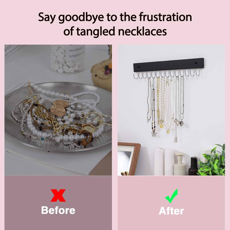 SCUNDA Wall Mounted Necklace Holder, Classic Style Necklace Holder, Tangle-Free