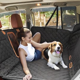 BUDDHI Dog Car Seat Cover for Back Seat, Back Seat Extender for Dogs, 2025 Upgraded Material, Safer, Easy Clean, Holds 400lbs, 1680D Heavy Duty Scratch-Proof Waterproof Dog Hammock for Car, SUV