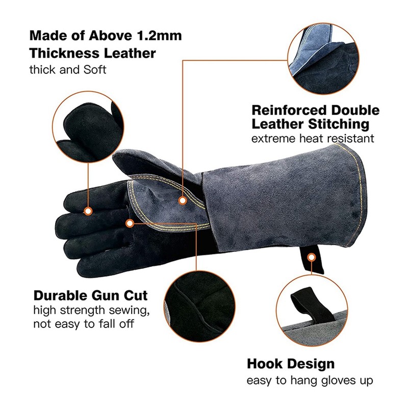 Welding Gloves Stitching Heat/Fire Resistant Mitts for BBQ Oven Grill