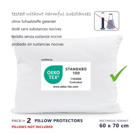 Twillie Waterproof Pillow Protectors (Pack of 2) – for 60 x 70 cm Pillows, Oeko-TEX® Certified – Aegis® Hypoallergenic – Anti Dust Mite, Bacterial – Made in Europe