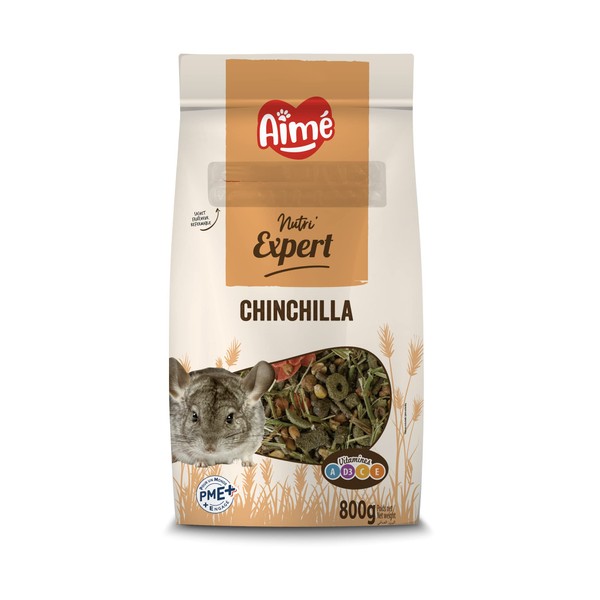 Aimé | Nutri'Expert | Food for Chinchilla | Premium Variety Mix for Rodents | Based on Vitamins A, D3, E, C | Made in France | 800g