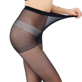 Dress Cici Panty Hose Sheer Tights, Translucent Pantyhose, High Waisted Full Foot Hosiery Stocking for Women (2 Set: Apricot+Black), One Size