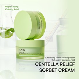 Iunik Centella Relief Sorbet Cream - Hidratante Refrescante y Calmante Instantáneo para Pieles Sensibles y Propensas al Enrojecimiento, Complejo de Alivio Calmante Lipo, Control de Aceite