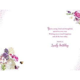 Paper Rose Special Godmother Birthday Card - Bees and Flowers with Foil Details - Eco-Friendly and Recyclable