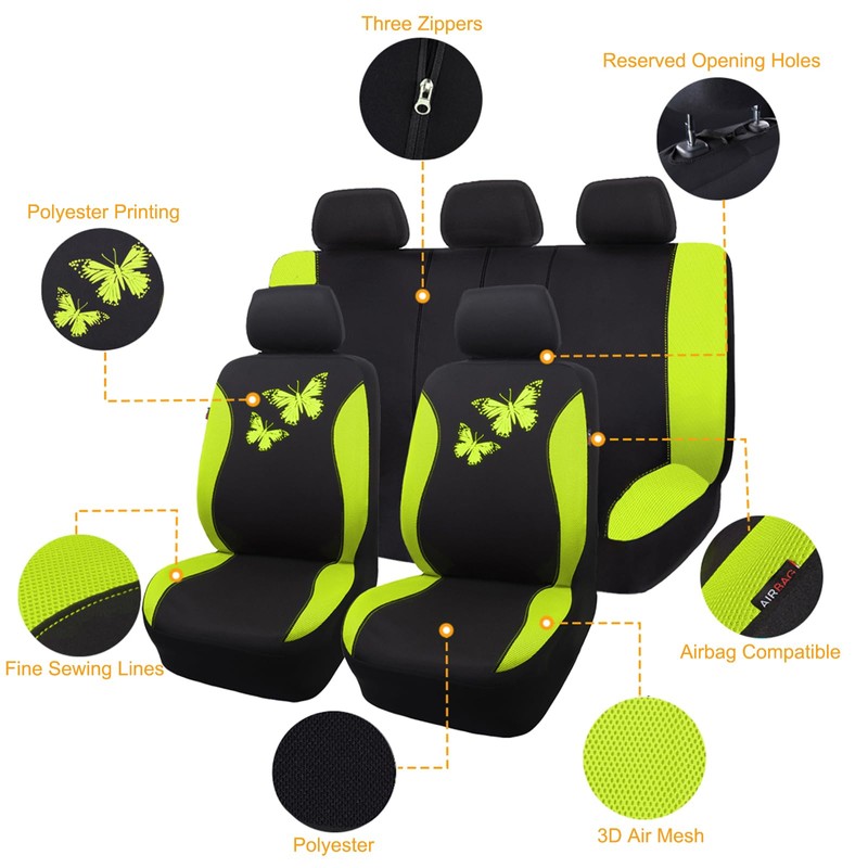 Flying Banner Butterfly car seat Covers ful Set Fashion Universal