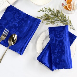 Cobedzy 60 Pack Royal Blue Satin Cloth Napkins, 17x17 Inch Satin Napkins Damask Cloth Napkins Jacquard Dinner Napkins Luxurious Cloth Napkins for Wedding Banquet Party Restaurant Dinner Decoration