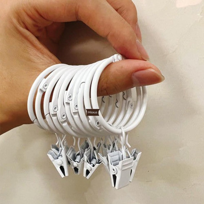 Openable Curtain Clips with Rings White 2Inch, Strong Metal Decorative