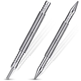 2Pcs Spring Center Punch Hammerless Dual Head Nail Setter Spring Loaded High Carbon Steel Nail Punch Narrow Space Door Hinge Pin Remover Tool