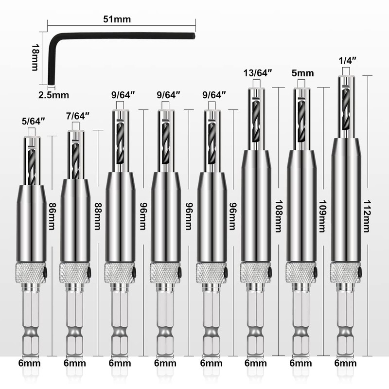 COMOWARE 17pcs VIX Bits Self Centering Drill Bit Set, 1/4"