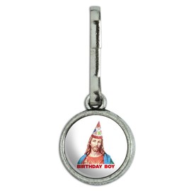 Jesus Birthday Boy Antiqued Charm Clothes Purse Suitcase Backpack Zipper Pull Aid