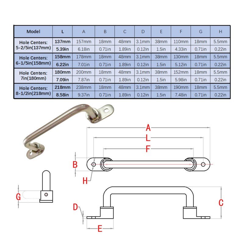 ZRuiYFFS 304 Stainless Steel Folding Handle, 90 Degree Solid Rotating