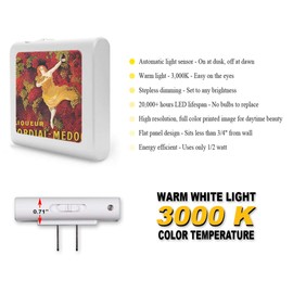 Plug in Dimmable LED Night Light with Dusk to Dawn Auto Sensor, Adjustable Brightness, Warm Light, Auto On-Off Nightlight for Bathroom, Hallway, Nursery, Bedrooms - Liqueur