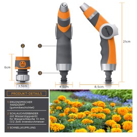Brandson - Gartenbrause - Garten Handbrause für Gartenschlauch - Spritzpistole - robuste Bauweise - Schieberegler - bis 8 bar Wasserdruck - regelbarer Wasserdurchfluss - kompatibel mit Gardena