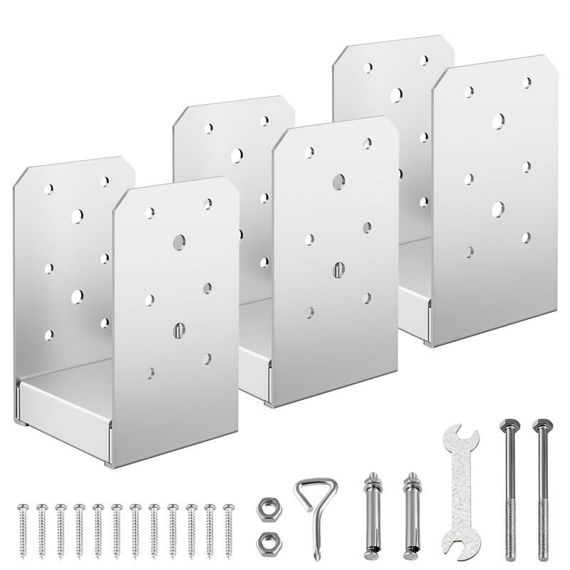 FMhotu 4"x 4" Post Base, 3Pcs Stainless Steel Adjustable Post