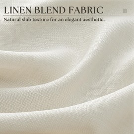 Natural Linen Curtains 84 Inches Long 2 Panels Set for Living Room Grommet Privacy Light Filtering Non-See-Through Drapes Bedroom Ivory Cream Semi Sheer Farmhouse Boho Window Curtain 84 Inch Length