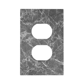 VunKo Duplex Device Receptacle Grey Marble Texture Wall Plate, 1-Gang Electrical Switch Duplex Outlet Plug Cover Decorative Wallplate