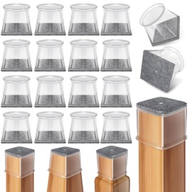 Ansible 24 Pcs Chair Leg Floor Protectors Square, Silicone Felt Furniture Leg Pads Caps Covers for Hardwood Floors (Fit:1-1/2" to 1-7/8")