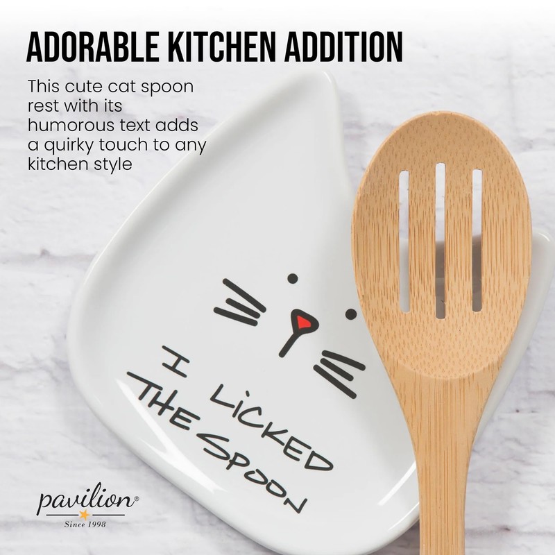 Pavilion Gift Company 37114 I Licked Ceramic Cat Spoon Rest,