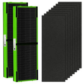 APPLIANCEMATES FLT4825 Filter B Toxin Clear HEPA Replacement for Germ Guardian AC4825 AC4300 AC4800 AC4900 AC4850, 2 True HEPA Filters & 8 Activated Carbon Pre-Filters,FLT4825VO,Green