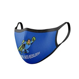 Face Cover Mask (Set of 2) Unisex with 6 Removable Replaceable Carbon Activated Filters with Cute Prints (Blue-Real/Strong)