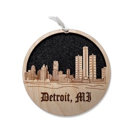 Detroit Ornament Wooden Souvenir Christmas Tree Decoration with Detroit Michigan Vacation Gift