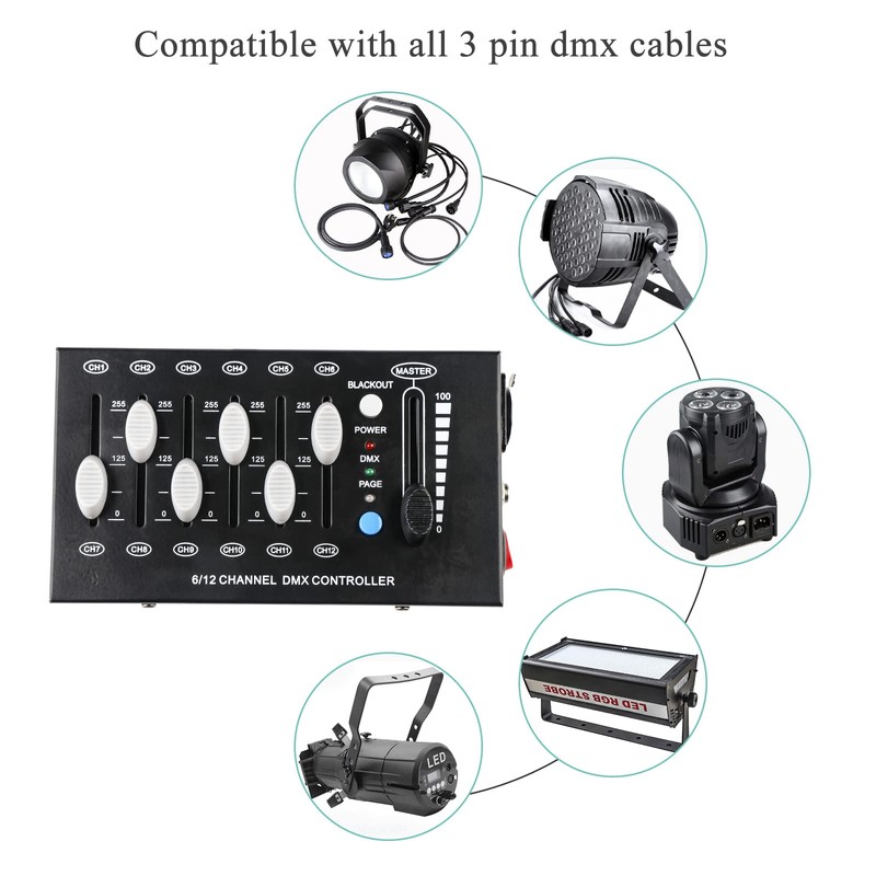Dmx 512 Console, 12 Channel Dmx Controller, Controlador Dmx 512