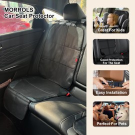 MORROLS Car Seat Protectors for Child Car Seats,2 Pack Leather Seats Protectors with Non-Slip Bottom Large Mesh Pockets,Waterproof Leather and Fabric Car Seats for SUV, Sedan, Trunk