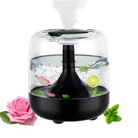 Humidificador,Humidificador de Aire para Dormitorio,Máquina de Aromaterapia, Silencioso,Fácil de limpiar,para el Dormitorio del HogarDepósito de Agua Mini de 440 ml,Luz de 7 Colores (negro)