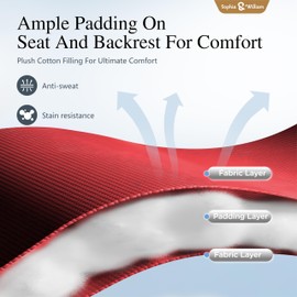 Sophia & Willliam Zero Gravity Chair Padded, Reclining Folding Chair with Free Cup Holder (Red)