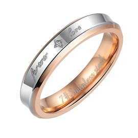 PAURO Couples Lover Stainless Steel Promise Retro Engagement and Wedding with Zirconia Rings Womens Size K