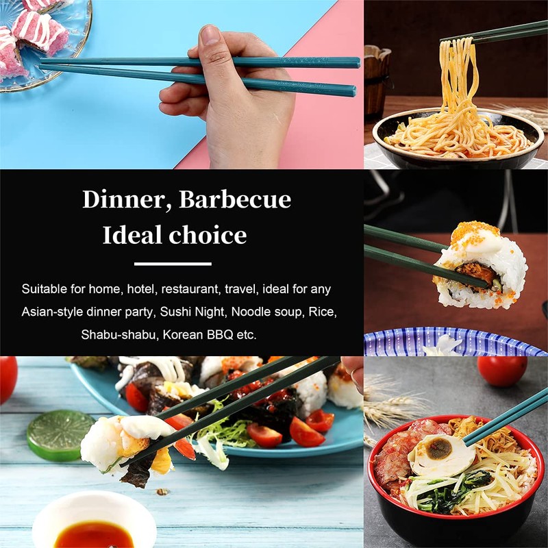HuaLan Colorful Fiberglass Chopsticks, Dishwasher Safe Chopstick, Reusable Non-slip Chop
