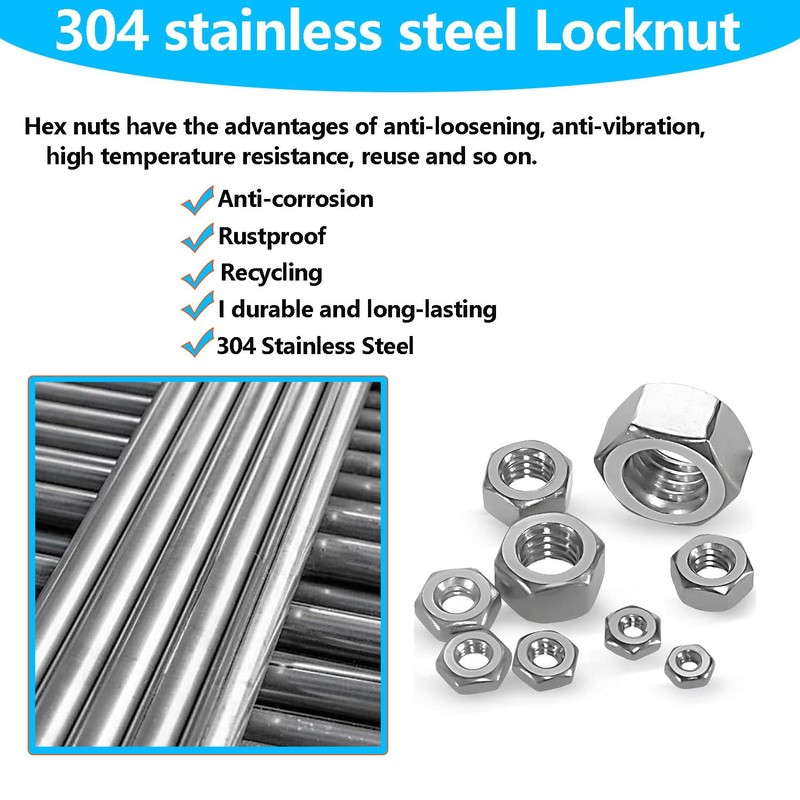 90pcs M8-1.25 Hex Nuts, 304(A2-70) Stainless Steel Hardware Nuts,Standard Metric