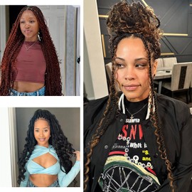 Senegalese Twist Crochet Hair with Curly Ends - 12 Inch Boho Island Twist Crochet Hair 8 Packs Boho Goddess Twist Crochet Hair Pre Looped Crochet Twists with Curly Ends(12(8Packs), 1B/Bug)