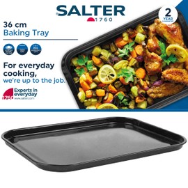 Salter BW12812EU7 Non-Stick Baking Tray – 36 cm Vitreous Enamel Coated Steel Flat Oven Pan, Large Oven Sheet, Bakeware for Baking/Roasting, PFAS-Free, Easy Clean, Dishwasher Safe, Oven Safe to 230°C