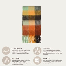 C.C Fall Winter Solid and Multicolored Woven Knit Scarf for Women (CHECKERED-COL18, One Size)