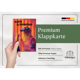 WBdesignz WBdesignz Humorvolle Geburtstagsgruß - Häppi Älterwerding Lustige Geburtstagskarte mit Umschlag für Freunde und Familie Bunte Geschenkkarte (DIN A6)