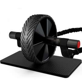 Wheel Exercise Roller with Non Slip Knee Pad Resistance Band Abdominal Roller Home Gym Equipment for Men Women