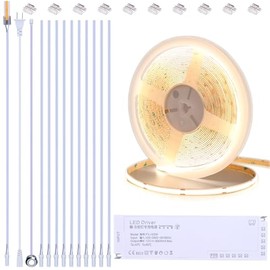 BENLUN 12V Tira LED COB Bajo Mueble Cocina Kit 10 Metri, Luz LED 4000K Blanco Natural, Luces LED Adhesivas Recortable, con Dimmer y Fuente de Alimentación para Vitrina, Armario, Estanteria