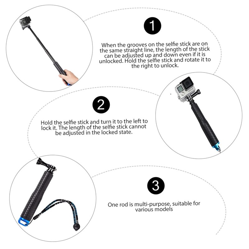 TEHAUX Telescopic Selfie Stick Monopod Extendable Aluminum Alloy Camera Pole