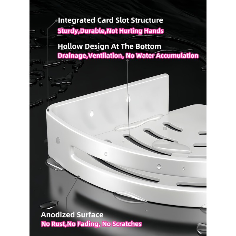 DOIAESKV 2 Pack Corner Shower Caddy with Hooks,No Drilling Aluminium